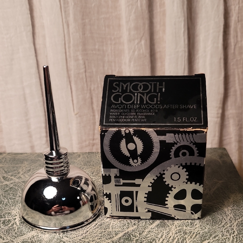 Avon Deep Woods After Shave with Chrome Finish Oil Can Design